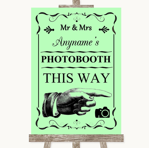 Green Photobooth This Way Right Personalised Wedding Sign
