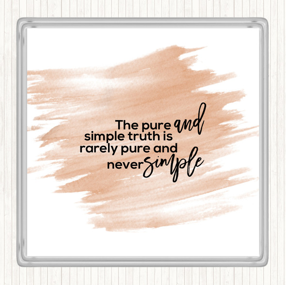 Watercolour Pure And Simple Quote Drinks Mat Coaster