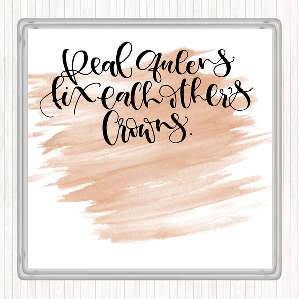 Watercolour Queens Fix Crowns Quote Drinks Mat Coaster