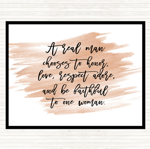 Watercolour Real Man Quote Dinner Table Placemat