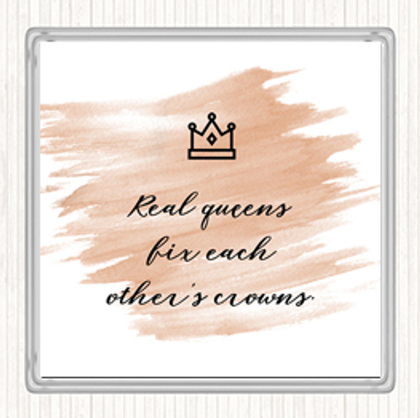 Watercolour Real Queens Quote Drinks Mat Coaster