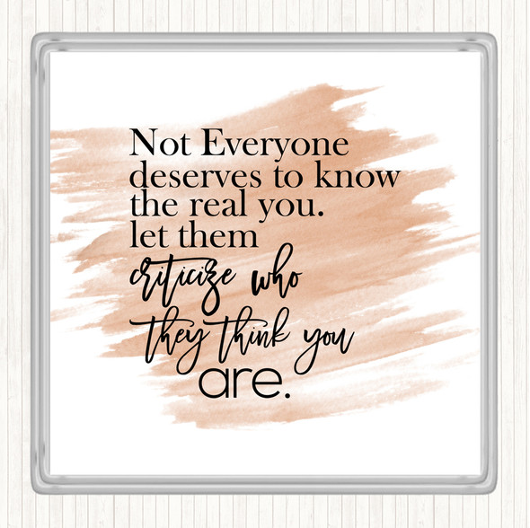 Watercolour Real You Quote Drinks Mat Coaster