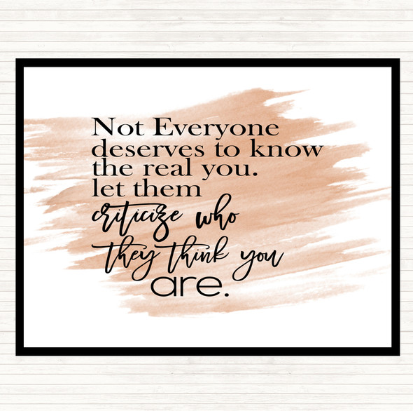 Watercolour Real You Quote Dinner Table Placemat