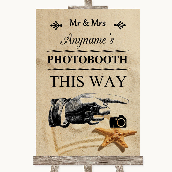 Sandy Beach Photobooth This Way Right Personalised Wedding Sign