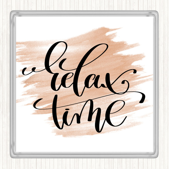 Watercolour Relax Time Quote Drinks Mat Coaster