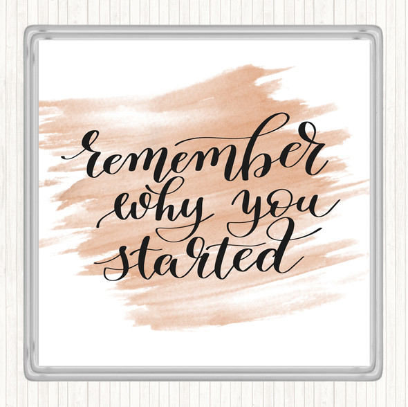 Watercolour Remember Why You Started Quote Drinks Mat Coaster
