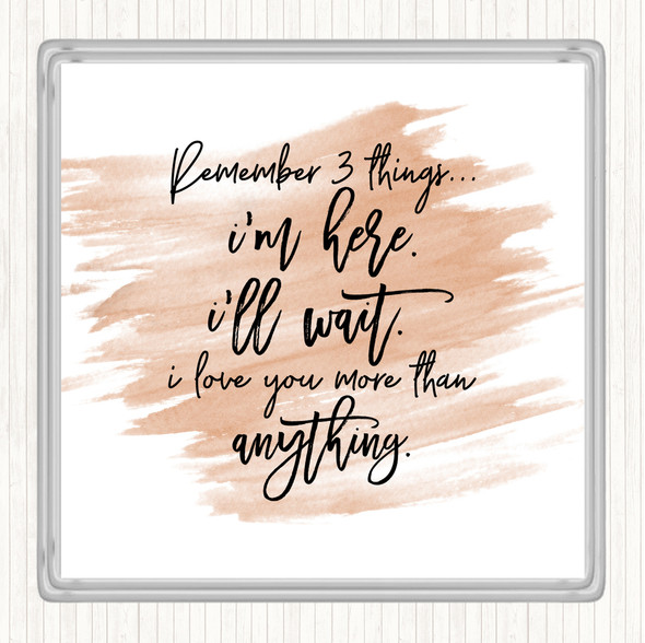 Watercolour Remember 3 Things Quote Drinks Mat Coaster