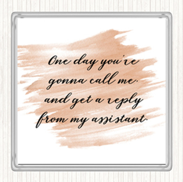 Watercolour Reply From Assistant Quote Drinks Mat Coaster