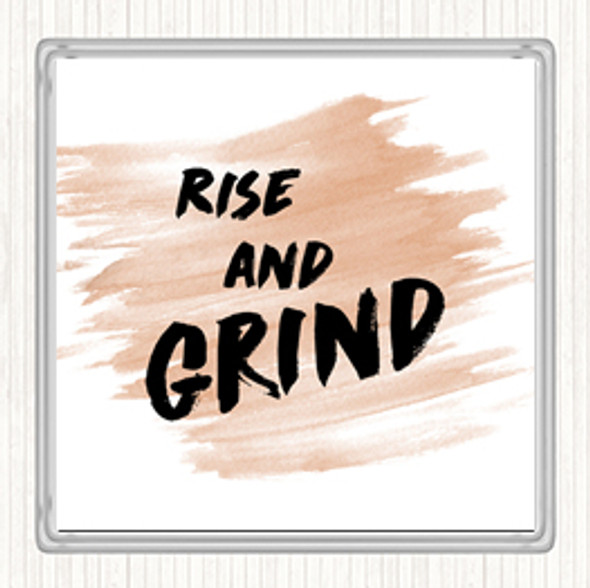 Watercolour Rise And Grind Bold Quote Drinks Mat Coaster