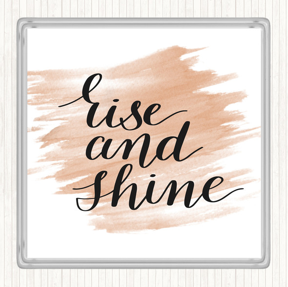 Watercolour Rise And Shine Quote Drinks Mat Coaster