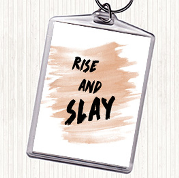 Watercolour Rise And Slay Bold Quote Bag Tag Keychain Keyring