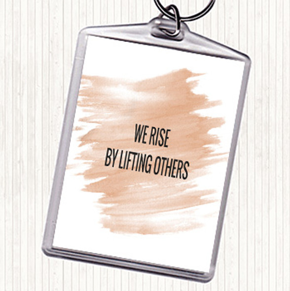 Watercolour Rise By Lifting Others Quote Bag Tag Keychain Keyring