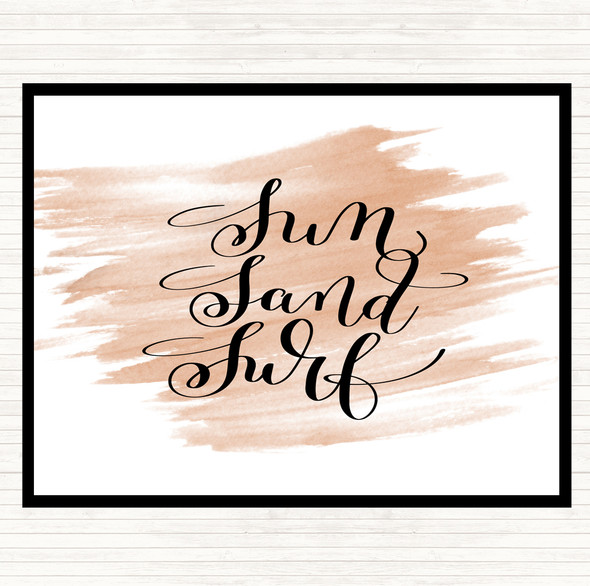 Watercolour Sand Surf Quote Dinner Table Placemat