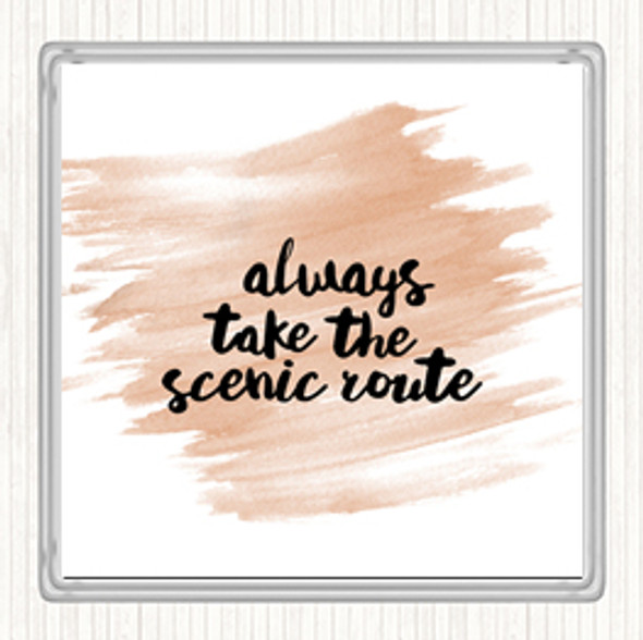Watercolour Scenic Route Quote Drinks Mat Coaster