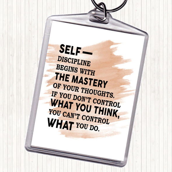 Watercolour Self Discipline Quote Bag Tag Keychain Keyring