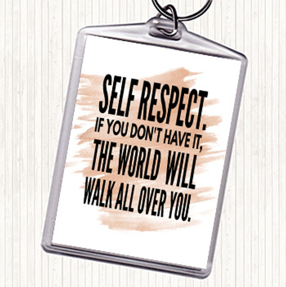 Watercolour Self Respect Quote Bag Tag Keychain Keyring