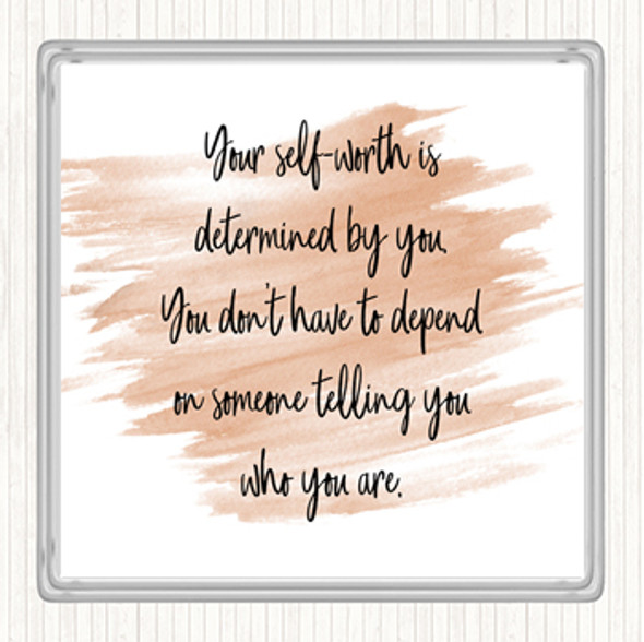 Watercolour Self Worth Quote Drinks Mat Coaster