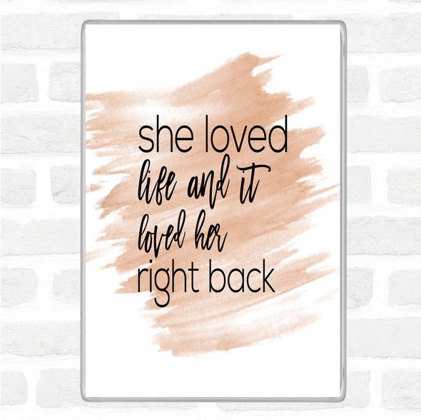 Watercolour She Loved Life Quote Jumbo Fridge Magnet