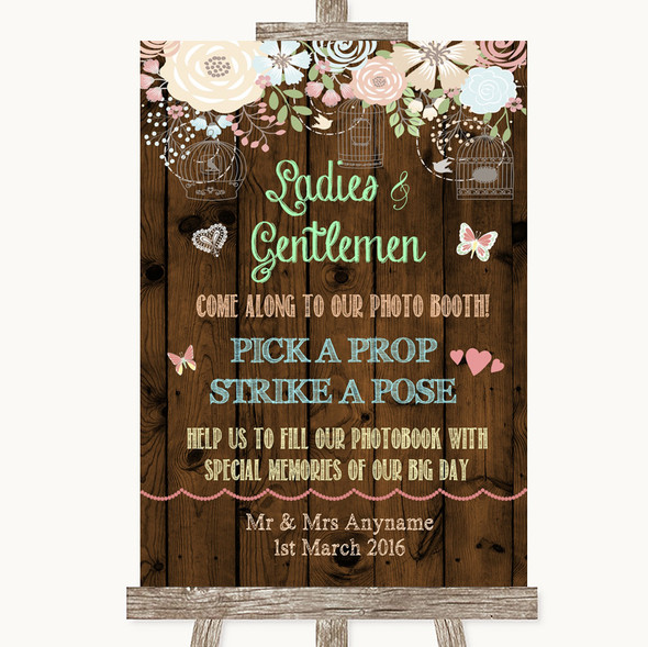 Rustic Floral Wood Pick A Prop Photobooth Personalised Wedding Sign