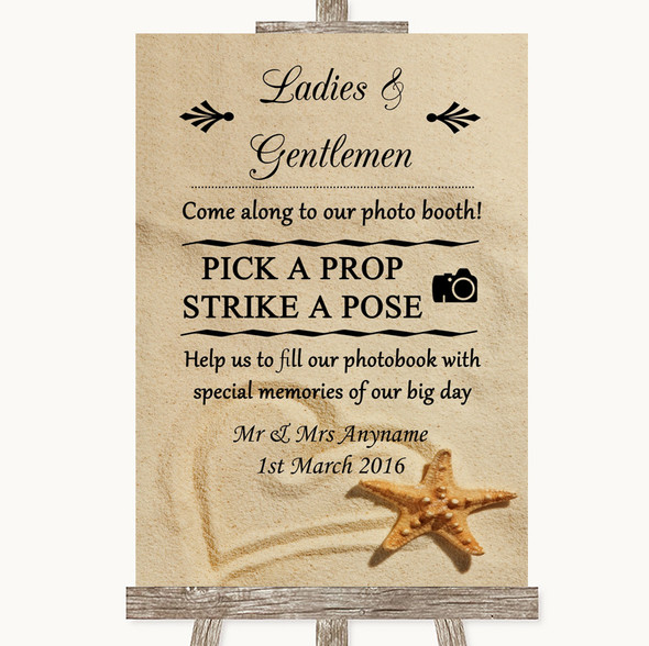 Sandy Beach Pick A Prop Photobooth Personalised Wedding Sign