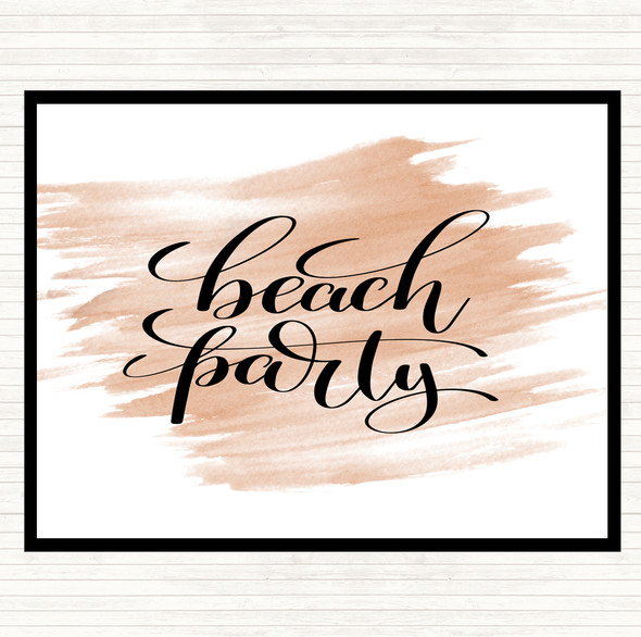 Watercolour Beach Party Quote Dinner Table Placemat