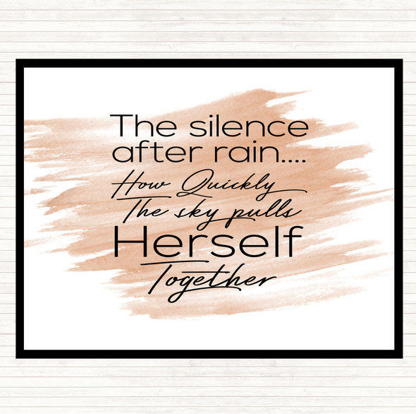 Watercolour Silence After Rain Quote Dinner Table Placemat