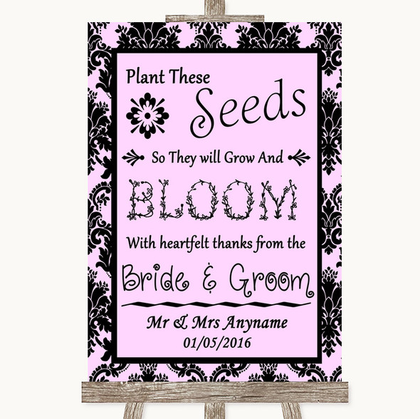Baby Pink Damask Plant Seeds Favours Personalised Wedding Sign