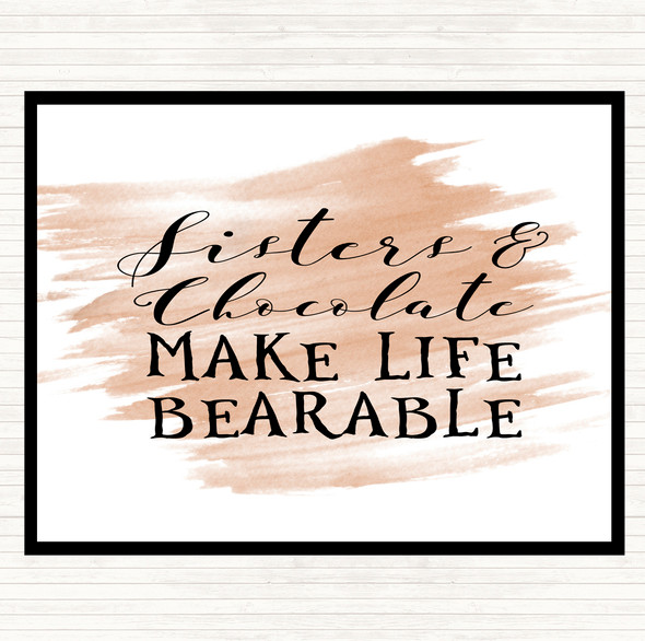 Watercolour Sisters And Chocolate Quote Dinner Table Placemat