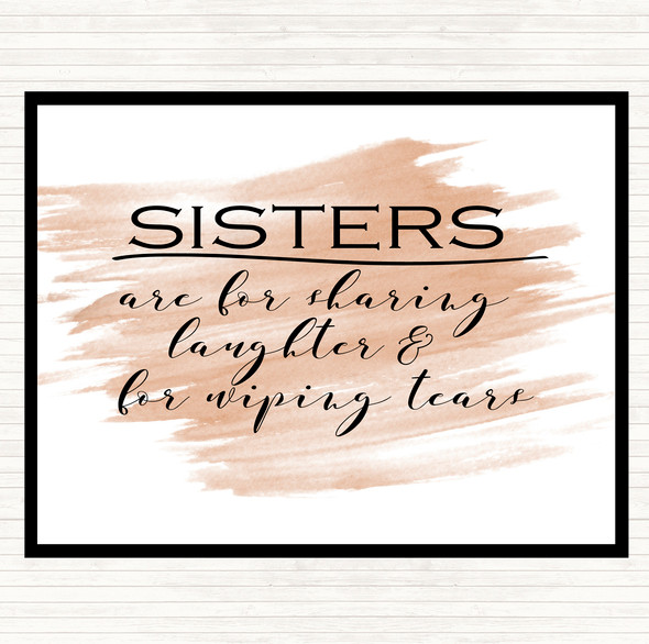 Watercolour Sisters Are For Sharing Quote Mouse Mat Pad