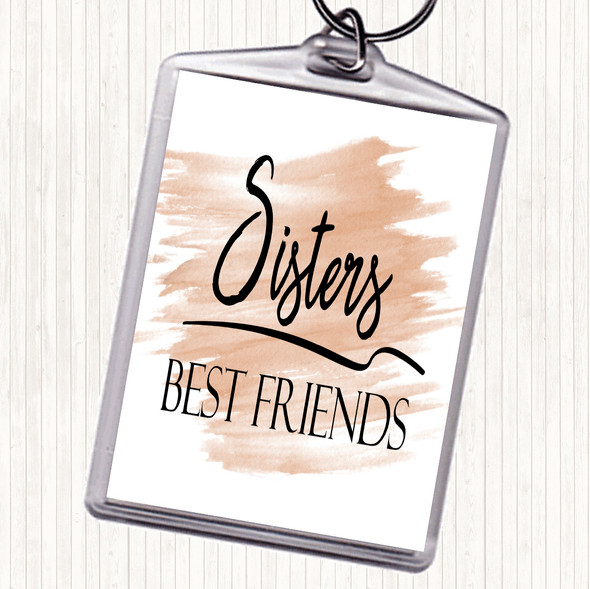 Watercolour Sisters Best Friends Quote Bag Tag Keychain Keyring