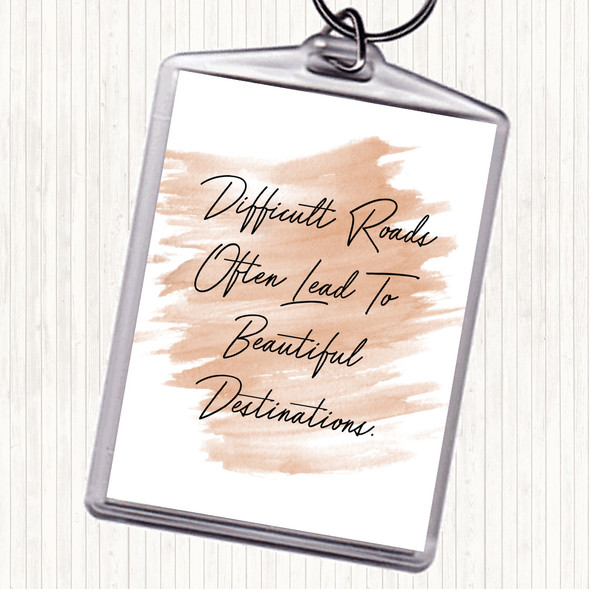 Watercolour Beautiful Destination Quote Bag Tag Keychain Keyring