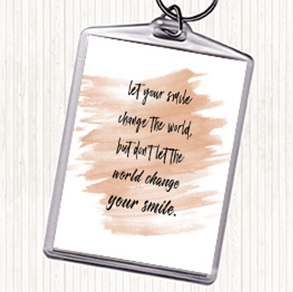 Watercolour Smile Change The World Quote Bag Tag Keychain Keyring