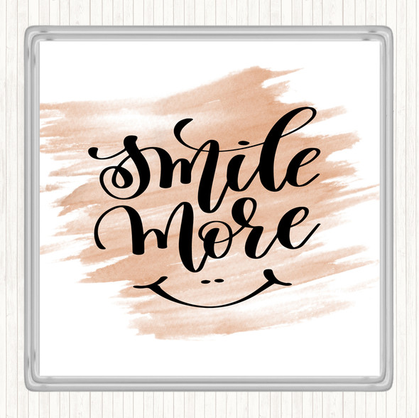 Watercolour Smile More Quote Drinks Mat Coaster