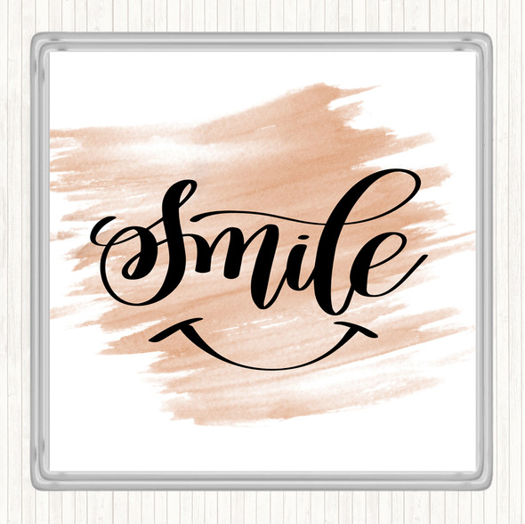 Watercolour Smile Quote Drinks Mat Coaster