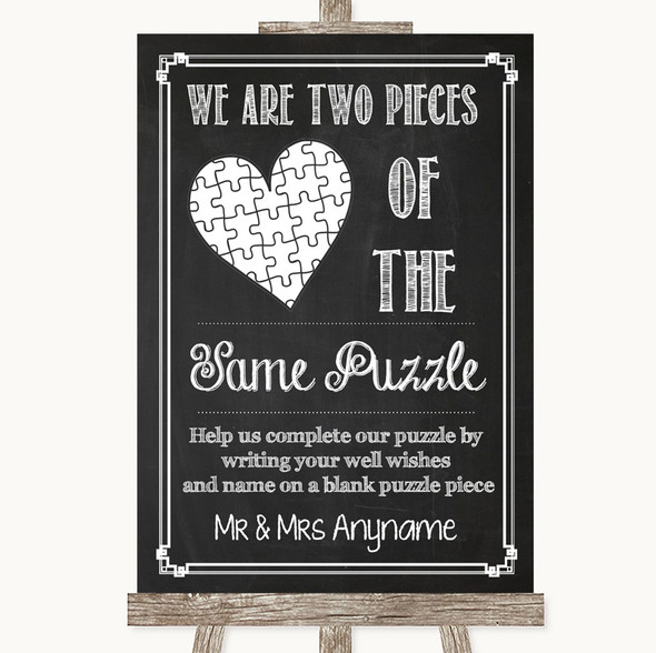 Chalk Sketch Puzzle Piece Guest Book Personalised Wedding Sign