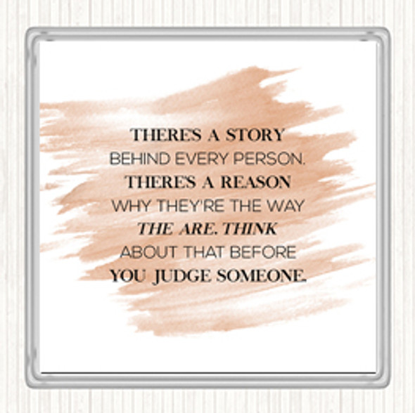 Watercolour Story Behind Every Person Quote Drinks Mat Coaster