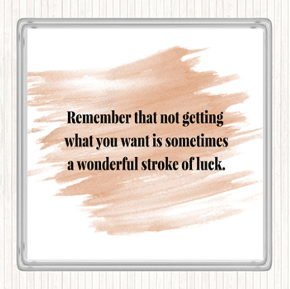 Watercolour Stroke Of Luck Quote Drinks Mat Coaster