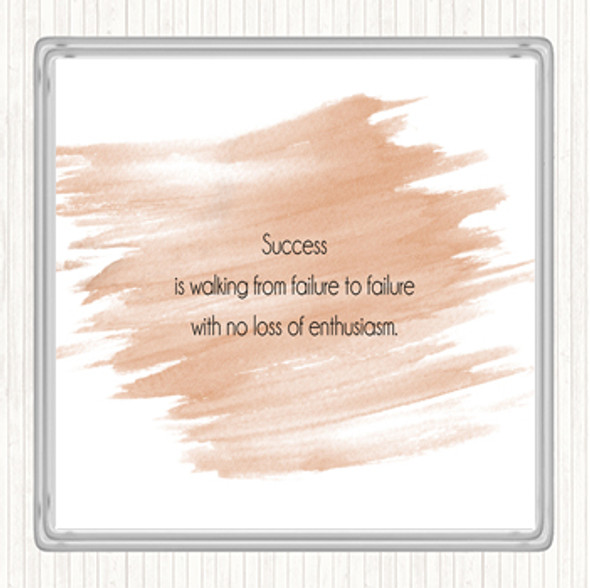 Watercolour Success Is Walking From Failure Quote Drinks Mat Coaster