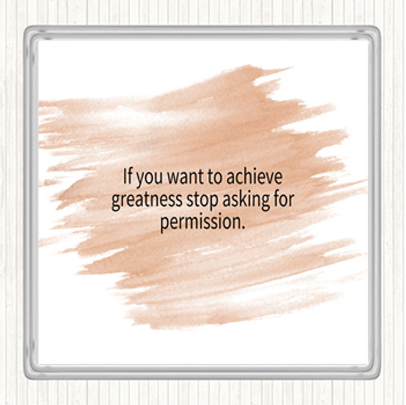 Watercolour Achieve Greatness Quote Drinks Mat Coaster