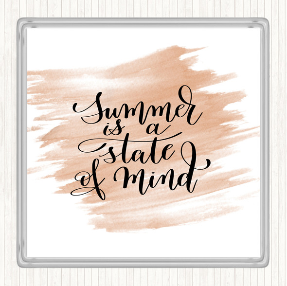 Watercolour Summer State Of Mind Quote Drinks Mat Coaster
