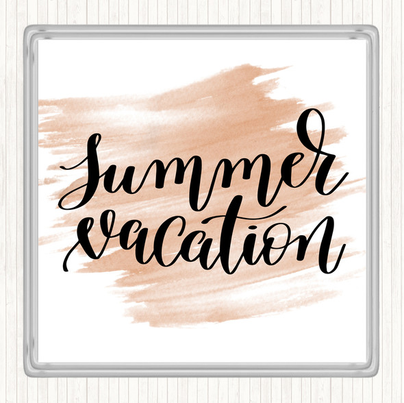 Watercolour Summer Vacation Quote Drinks Mat Coaster