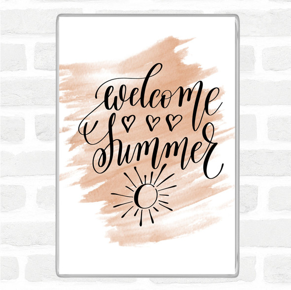 Watercolour Summer Welcome Quote Jumbo Fridge Magnet