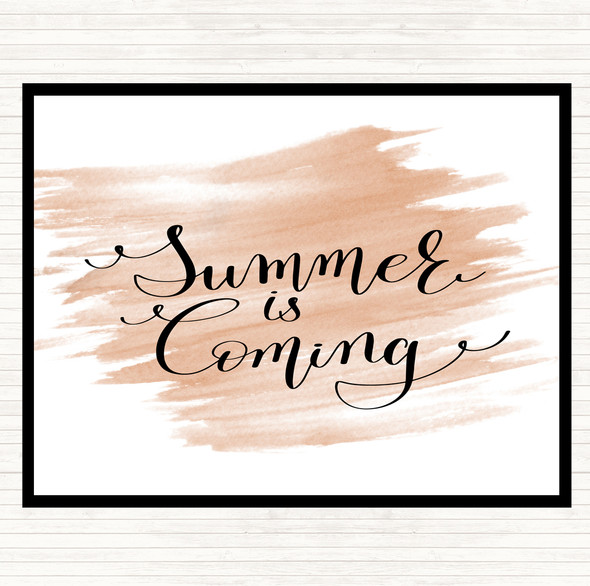Watercolour Summers Coming Quote Dinner Table Placemat