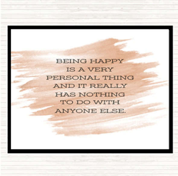Watercolour Being Happy Quote Dinner Table Placemat