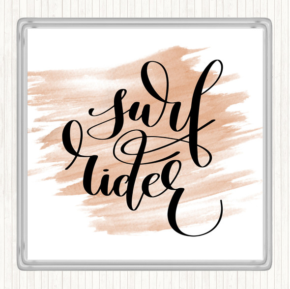 Watercolour Surf Rider Quote Drinks Mat Coaster
