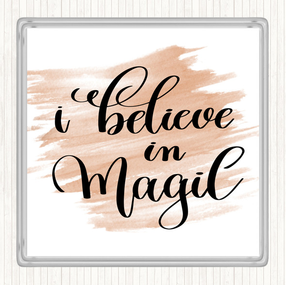 Watercolour Believe In Magic Quote Drinks Mat Coaster