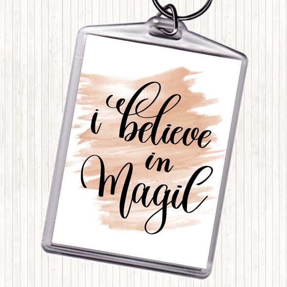 Watercolour Believe In Magic Quote Bag Tag Keychain Keyring