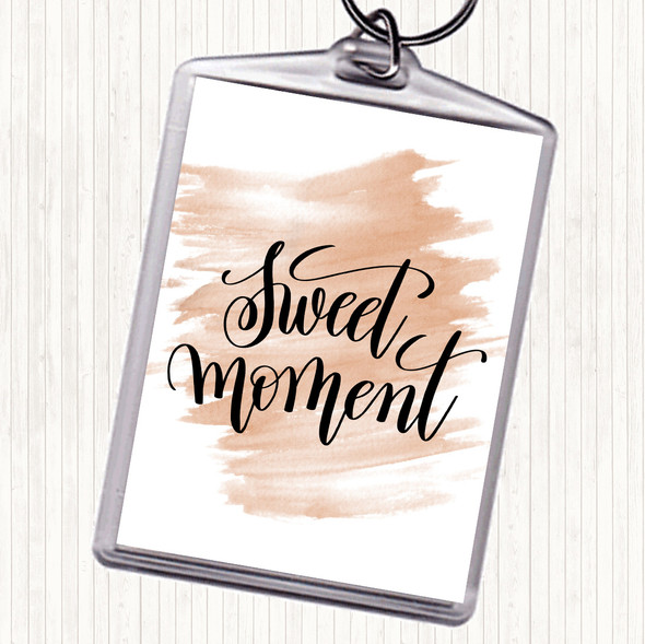 Watercolour Sweet Moment Quote Bag Tag Keychain Keyring