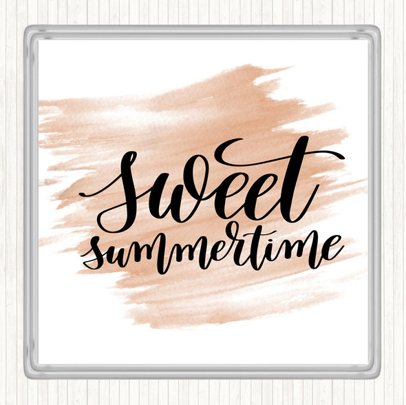 Watercolour Sweet Summertime Quote Drinks Mat Coaster
