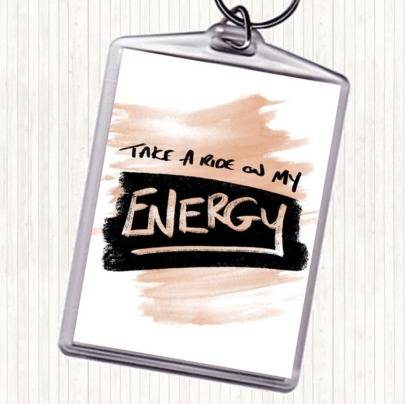 Watercolour Take A Ride On Energy Quote Bag Tag Keychain Keyring